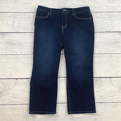 #ad Chico#x27;s Jeans 0 4 Capri Dark Wash Stretch Inseam 20quot; $26.99