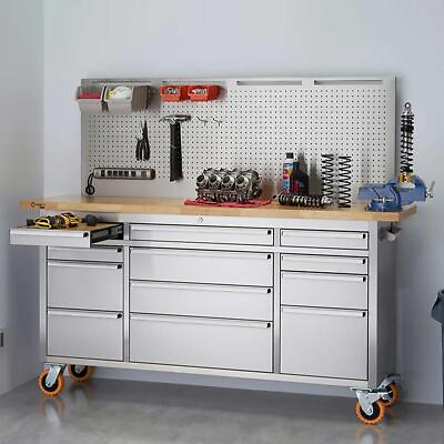 #ad TRINITY PRO 72 Stainless Steel Workbench with Pegboard $1929.99