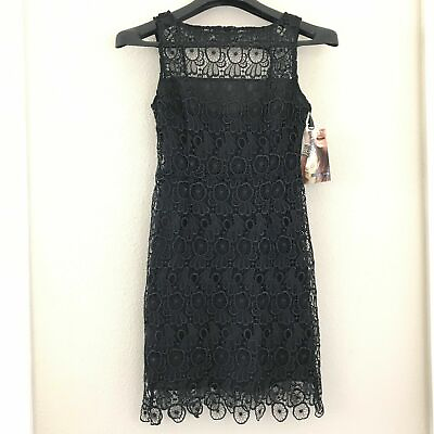 #ad BB Dakota Size 4 Lace Dress Black Sheath Sleeveless Open Cut Out Back Zip Up New $21.60