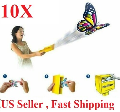 #ad 10pcs Flying Butterfly greeting Card book Magic Toy fly wind up Great Gift USA $8.59