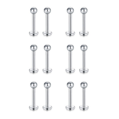 #ad 16g Labret Lip Monroe Cartilage Tragus Helix Conch Piercing Ball 12 pack $9.48