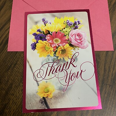 #ad Thank You Card Beautiful Flowers Blank Inside 5quot;x7quot; Hallmark Greeting Card $2.89