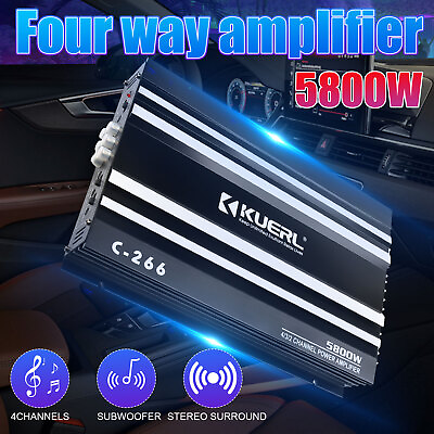#ad 5800W Watt 4 Channel Car Truck Amplifier Stereo Audio Amp Speaker System Device $49.99