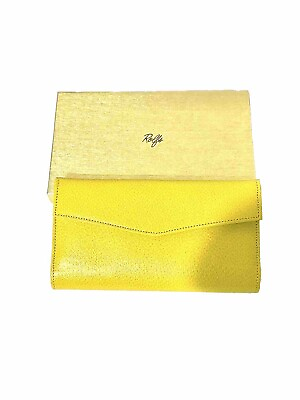 #ad Vintage Rolfs Leather Wallet Clutch With Checkbook Cover In Box Yellow Engraved $22.90