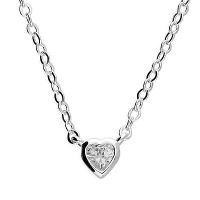 #ad 41 46cm Mini Single Cubic Zirconia Heart Sterling Silver $32.97