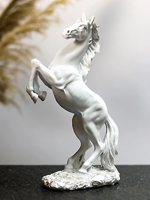 #ad 12 inch Vintage White Horse Statue Decorative Horse Figurine For Home Decor $35.19