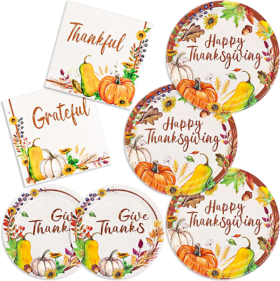 #ad Harvest Thanksgiving Dinnerware Party Supplies Autumn Pumkins Theme Bundle $35.83