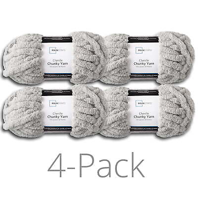 #ad Chunky Chenille Yarn31.7 ydSoft Silver100% Polyester Super Bulky Pack of 4 $20.12