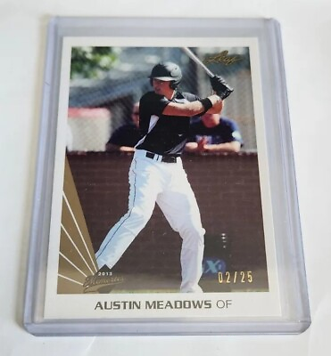 #ad 2013 Leaf Memories Austin Meadows Gold Prospect Parallel #B AM1 ##x27;d 2 25 $5.00