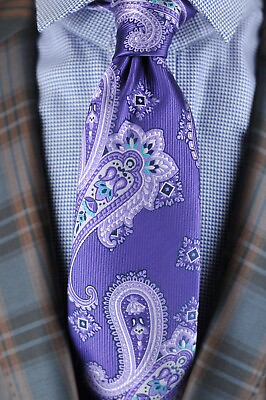 #ad Lord R Colton Masterworks Tie Ankara Purple Moon Paisley Silk Necktie New $59.99
