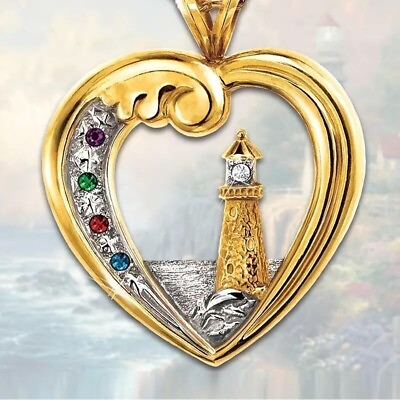 #ad Stylish Rhinestone Ocean Lighthouse Gold Heart Pendant Necklace Gift Women New $69.98