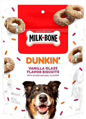 #ad Limited Edition Dunkin#x27; Vanilla Glaze Flavor Biscuit Dog Treats 8 Ounce $12.95