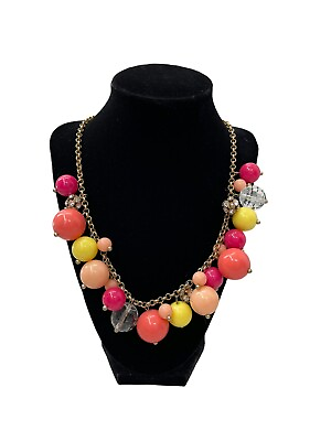 #ad J Crew Necklace Beads Crystal Rhinestone Pink Yellow Peach $32.00