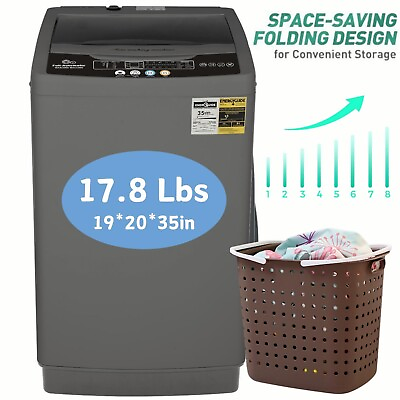 #ad #ad Full Automatic Washing Machine 17.8Lbs Compact Laundry Washer with Drain Pump $189.99