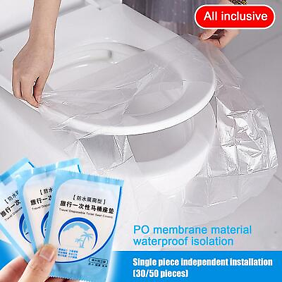 #ad 30 50pcs Disposable Toilet Seat Cover For Travel Paper Potty TrainSALE Y8W4 $5.26