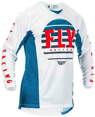 #ad Fly Racing Kinetic K220 Motocross Jersey Blue White Red Large L GBP 22.99