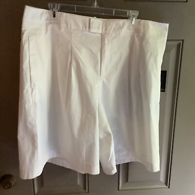 #ad Eloquii White Women#x27;s Short Pants Shorts Size 16 Wide Leg Pleated New $48.27
