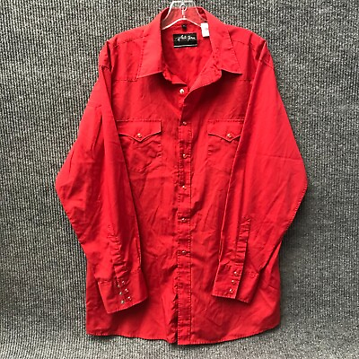 #ad White Horse Long Sleeve Pearl Snap Shirt Men#x27;s XL Red $11.94