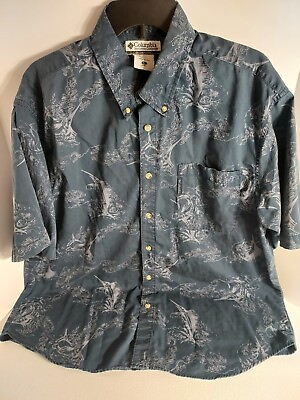 #ad Columbia blue button up short sleeve marlin $20.00