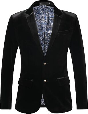 #ad THWEI Mens Velvet Blazer Slim Fit Fashion Solid Suit Jacket $484.75