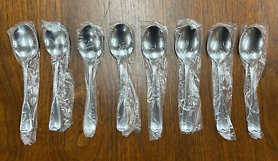 #ad NEW Vintage Set of 8 Oneida Northland RIDGEWOOD Stainless Soup Spoons $29.95