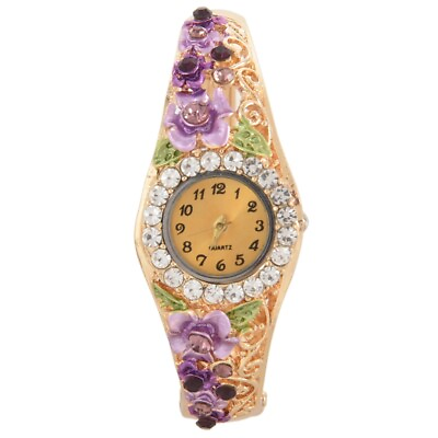 #ad Luxury Crystal Women Watch Quartz Flower wrist band Color: Purple T2N44854 $6.89