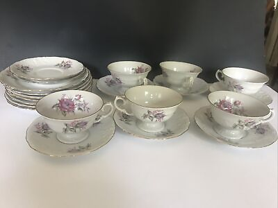 #ad Walbrzych Tea Cups amp; Saucers Bread And Butter Dessert plates Made In Poland $85.00