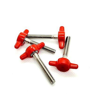 #ad #10 24 x 1 1 4quot; Marine Grade Thumb Screws with Red Tee Knob 316 Grade Stainless $13.79
