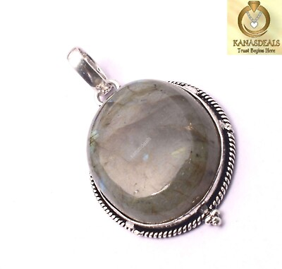 #ad Birthday Gift For Her Natural Labradorite Gemstone Pendant Unknown Silver Plated $5.99