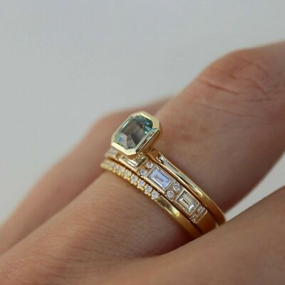 #ad Fashion Women Sapphire Ring Set 18K Gold Plated Gemstone Wedding Jewelry Sz 6 10 C $4.06