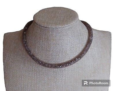 #ad Vintage Swarovski Stardust Mesh Crystal Beige Necklace Choker 15quot; $30.00
