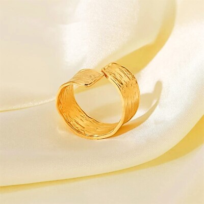 #ad Adjustable Ring 18K Gold Plated Stainless Steel for Women $15.75