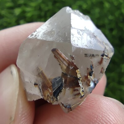 #ad Natural Small Gray Point Quartz Crystal With Rutile Inclusion From KP Pakistan $8.00