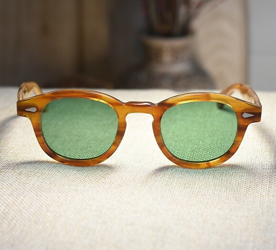 #ad Mens blonde acetate glasses grass green lens johnny depp sunglasses gift LARGE $57.99