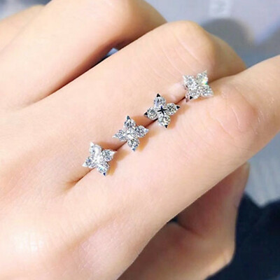 #ad 925 Silver Stud Earring Fashion Cubic Zircon Jewelry Women Gift A Pair C $2.81