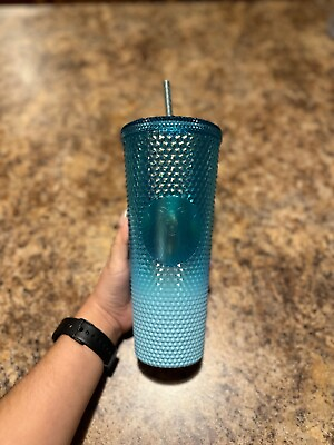 #ad Starbucks Gradient Blue Bling Ombre Studded Tumbler Venti Cup 24 oz $22.95