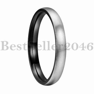 #ad 3 4 6 7 8MM Titanium Ring Matte Brushed Black Comfort Fit Domed Wedding Band $10.99