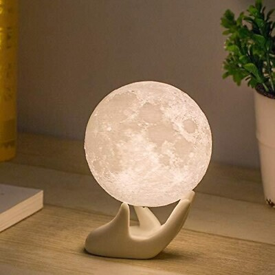 #ad Mydethun Moon 3D Printed Lunar Lamp 3.5 Inch White amp; Yellow New and Re boxed $18.50