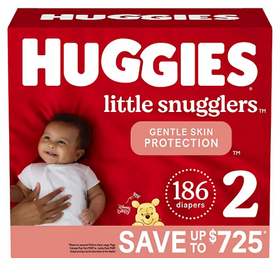 #ad Huggies Little Snugglers Diapers Size 2 186 ct $64.98