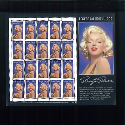 #ad United States 32¢ Hollywood Marilyn Monroe Postage Stamp #2967 MNH Full Sheet $7.39