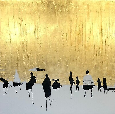 #ad 40x40quot; Abstract People Acrylic Painting Original Gold Leaf Art SKY OF GOLD $771.22