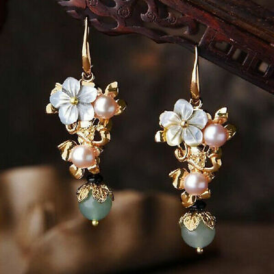 #ad Fashion Silver Flower Zircon Pearl Ear Drop Earrings Women Wedding Jewelry C $2.65