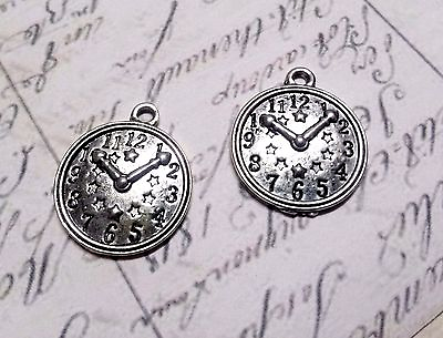 #ad 10 Clock Charms Pendants Steampunk Clock Charms Silver Charms Set $3.81