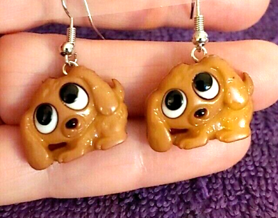 #ad Pup Puppy Dog Adore You Tan Drop Dangle Hook Earrings 1 Pair Perfect Gift $3.99