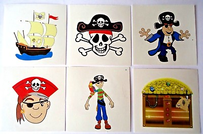 #ad 6 PIRATE Temporary Tattoos Birthday Kids Boys Party Loot Bag Fillers Favours GBP 1.35
