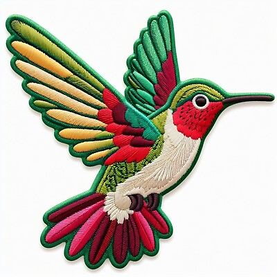 #ad #ad Humming Bird Patch Iron on Applique Wild Bird Badge Garden Flower Decorative $3.99