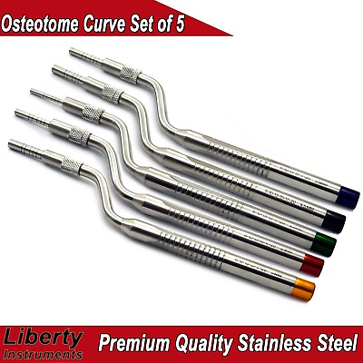 Surgical Osteotome Implant Offset Concave Curve Tips Dental Instruments Set of 5 $54.99