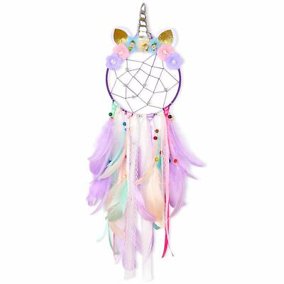 #ad Unicorn Dream Catcher Purple Flower Feather Pendant Wall Hanging for Car Home $7.99