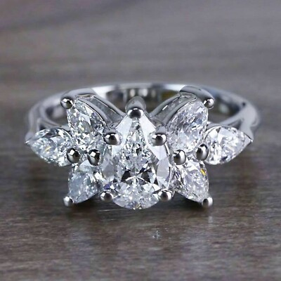 #ad Clustered Butterfly Inspired Pear Shape CZ Stone Engagement Ring For Gifts $99.99