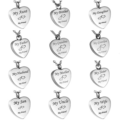 Steel Love Heart Cremation Jewelry Memorial Keepsake Ash Urn Holder Necklace $10.44